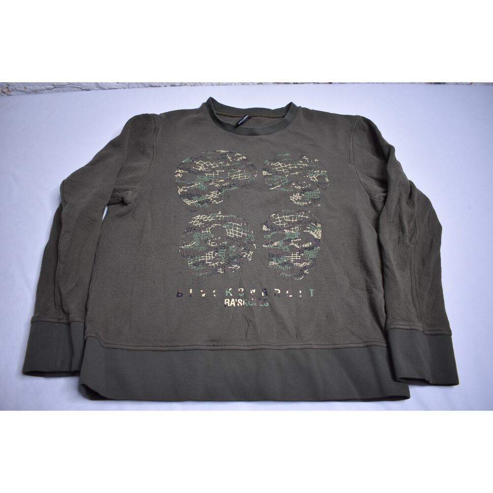 Blackbarrett by Neil Barrett Green Camo 3-d Skulls Designer Sweatshirt Size M